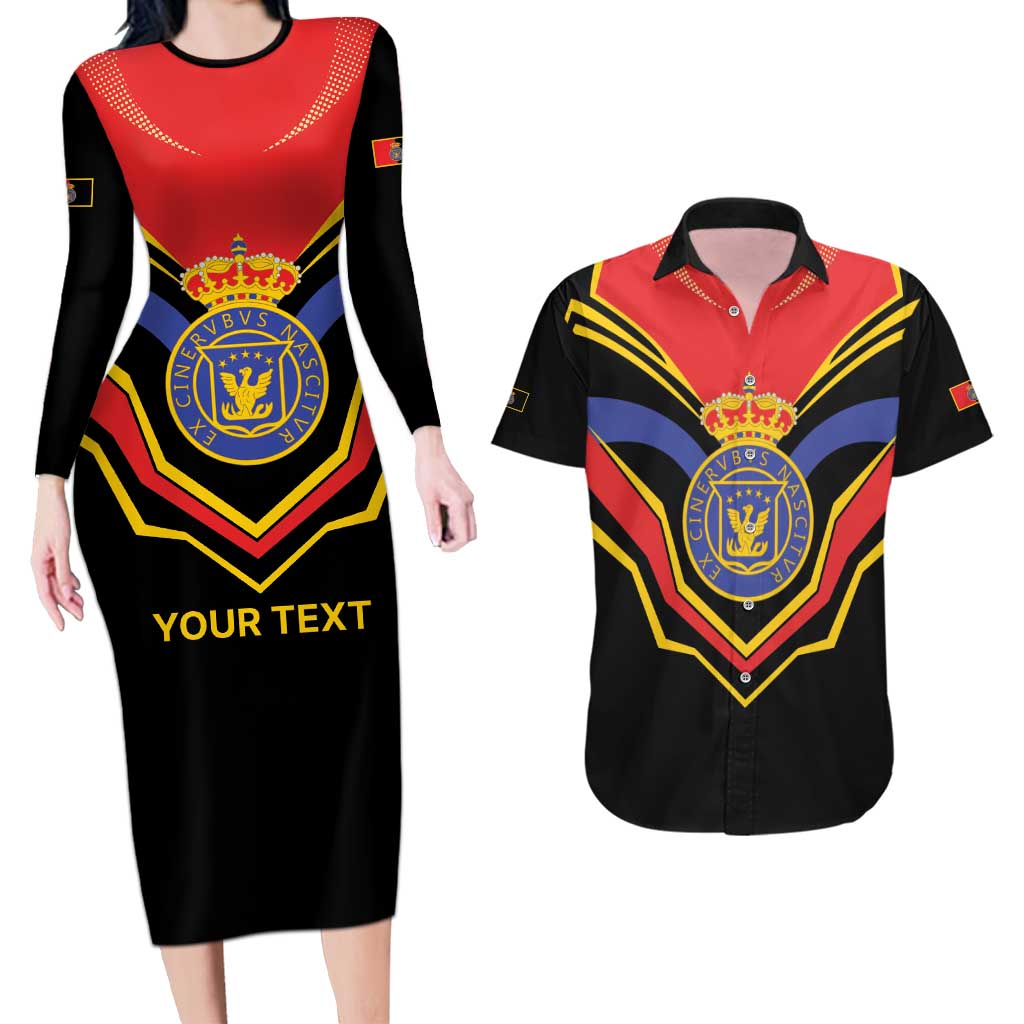 Haiti 1814-1820 Personalized Couples Matching Long Sleeve Bodycon Dress and Hawaiian Shirt Haitian Flag of the Kingdom