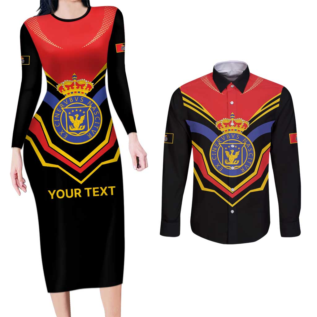 Haiti 1814-1820 Personalized Couples Matching Long Sleeve Bodycon Dress and Long Sleeve Button Shirt Haitian Flag of the Kingdom