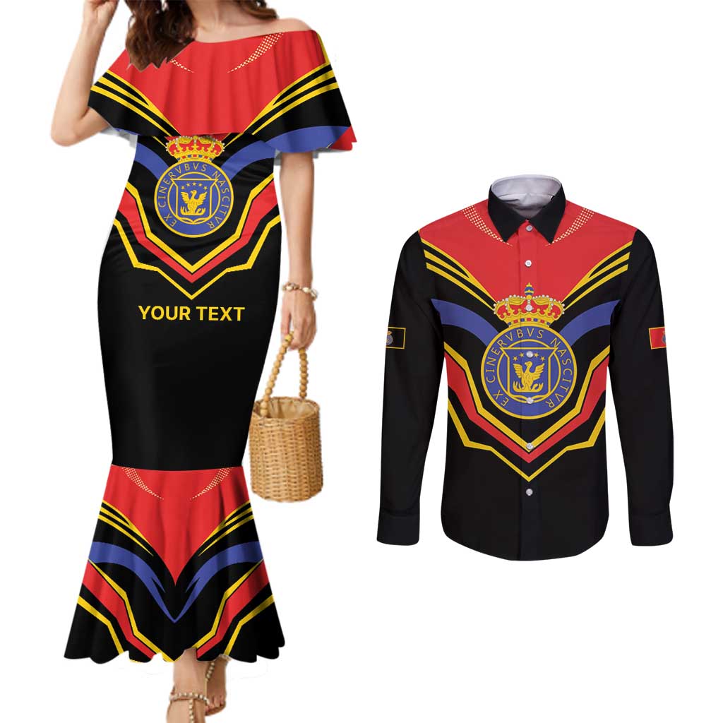 Haiti 1814-1820 Personalized Couples Matching Mermaid Dress and Long Sleeve Button Shirt Haitian Flag of the Kingdom