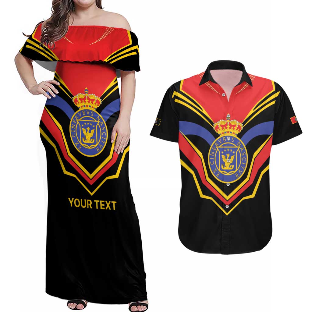 Haiti 1814-1820 Personalized Couples Matching Off Shoulder Maxi Dress and Hawaiian Shirt Haitian Flag of the Kingdom