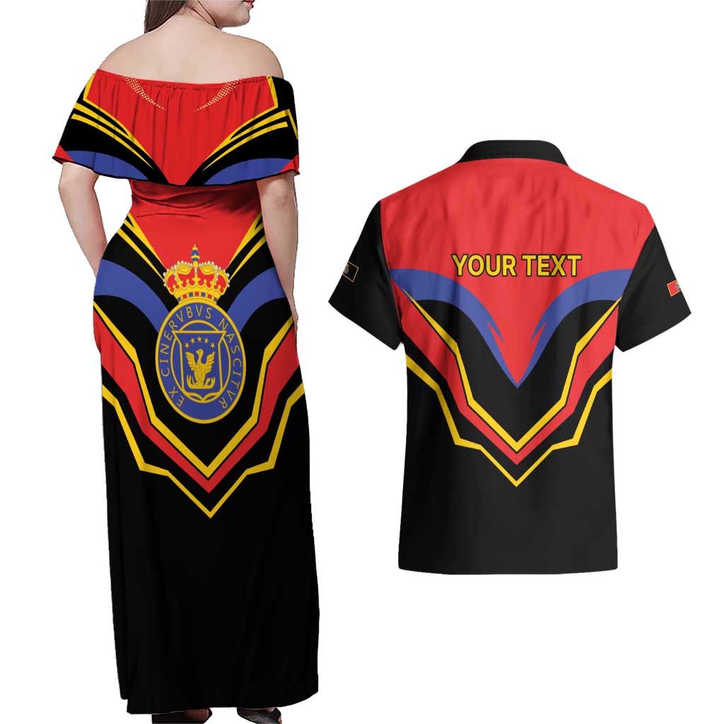 Haiti 1814-1820 Personalized Couples Matching Off Shoulder Maxi Dress and Hawaiian Shirt Haitian Flag of the Kingdom