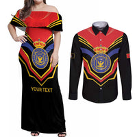 Haiti 1814-1820 Personalized Couples Matching Off Shoulder Maxi Dress and Long Sleeve Button Shirt Haitian Flag of the Kingdom