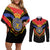 Haiti 1814-1820 Personalized Couples Matching Off Shoulder Short Dress and Long Sleeve Button Shirt Haitian Flag of the Kingdom