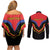 Haiti 1814-1820 Personalized Couples Matching Off Shoulder Short Dress and Long Sleeve Button Shirt Haitian Flag of the Kingdom