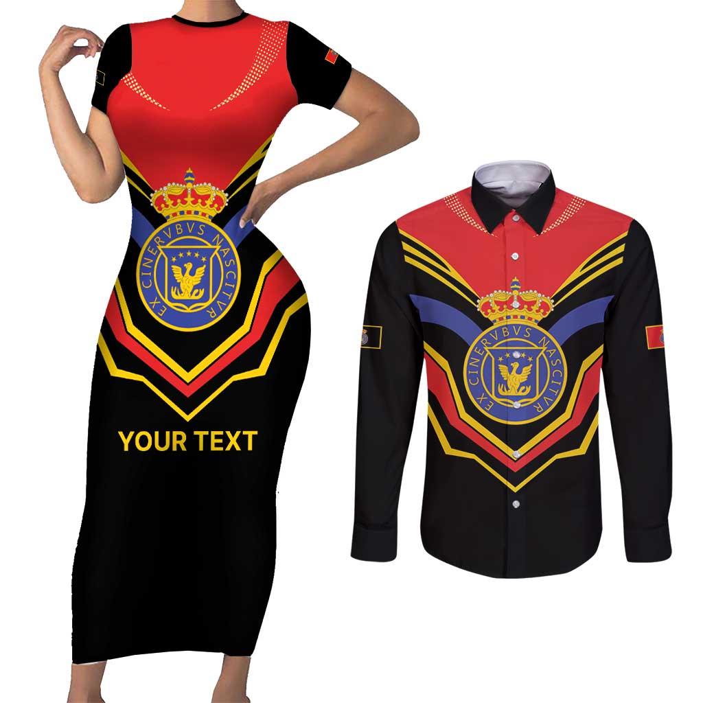 Haiti 1814-1820 Personalized Couples Matching Short Sleeve Bodycon Dress and Long Sleeve Button Shirt Haitian Flag of the Kingdom