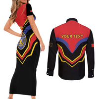 Haiti 1814-1820 Personalized Couples Matching Short Sleeve Bodycon Dress and Long Sleeve Button Shirt Haitian Flag of the Kingdom