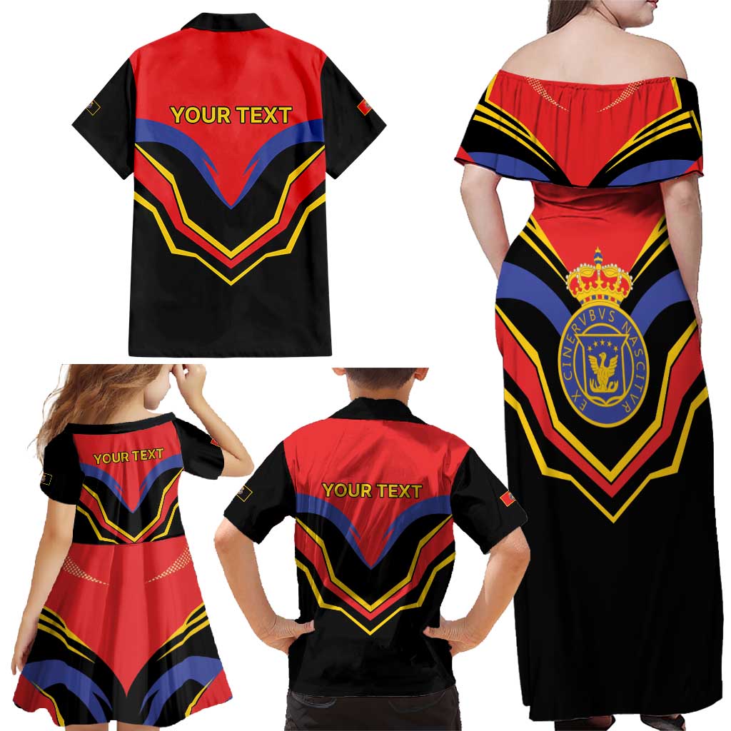 Haiti 1814-1820 Personalized Family Matching Off Shoulder Maxi Dress and Hawaiian Shirt Haitian Flag of the Kingdom