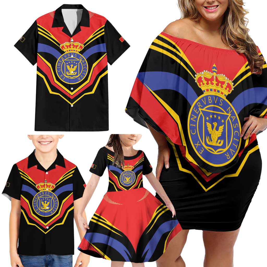 Haiti 1814-1820 Personalized Family Matching Off Shoulder Short Dress and Hawaiian Shirt Haitian Flag of the Kingdom