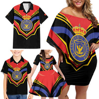 Haiti 1814-1820 Personalized Family Matching Off Shoulder Short Dress and Hawaiian Shirt Haitian Flag of the Kingdom