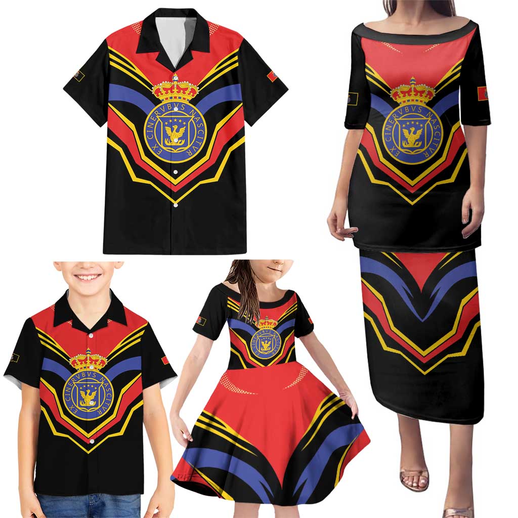 Haiti 1814-1820 Personalized Family Matching Puletasi and Hawaiian Shirt Haitian Flag of the Kingdom