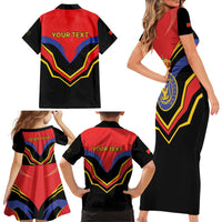 Haiti 1814-1820 Personalized Family Matching Short Sleeve Bodycon Dress and Hawaiian Shirt Haitian Flag of the Kingdom