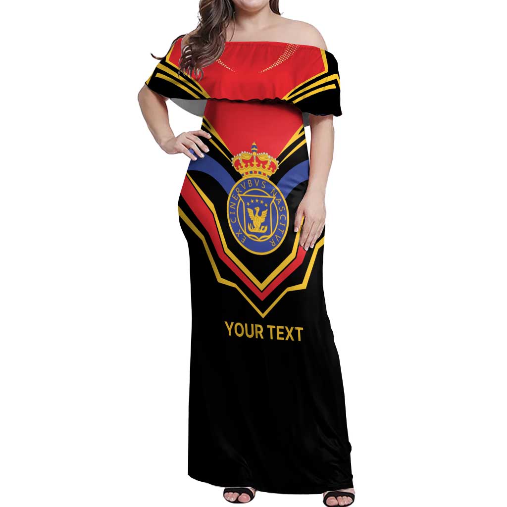 Haiti 1814-1820 Personalized Off Shoulder Maxi Dress Haitian Flag of the Kingdom