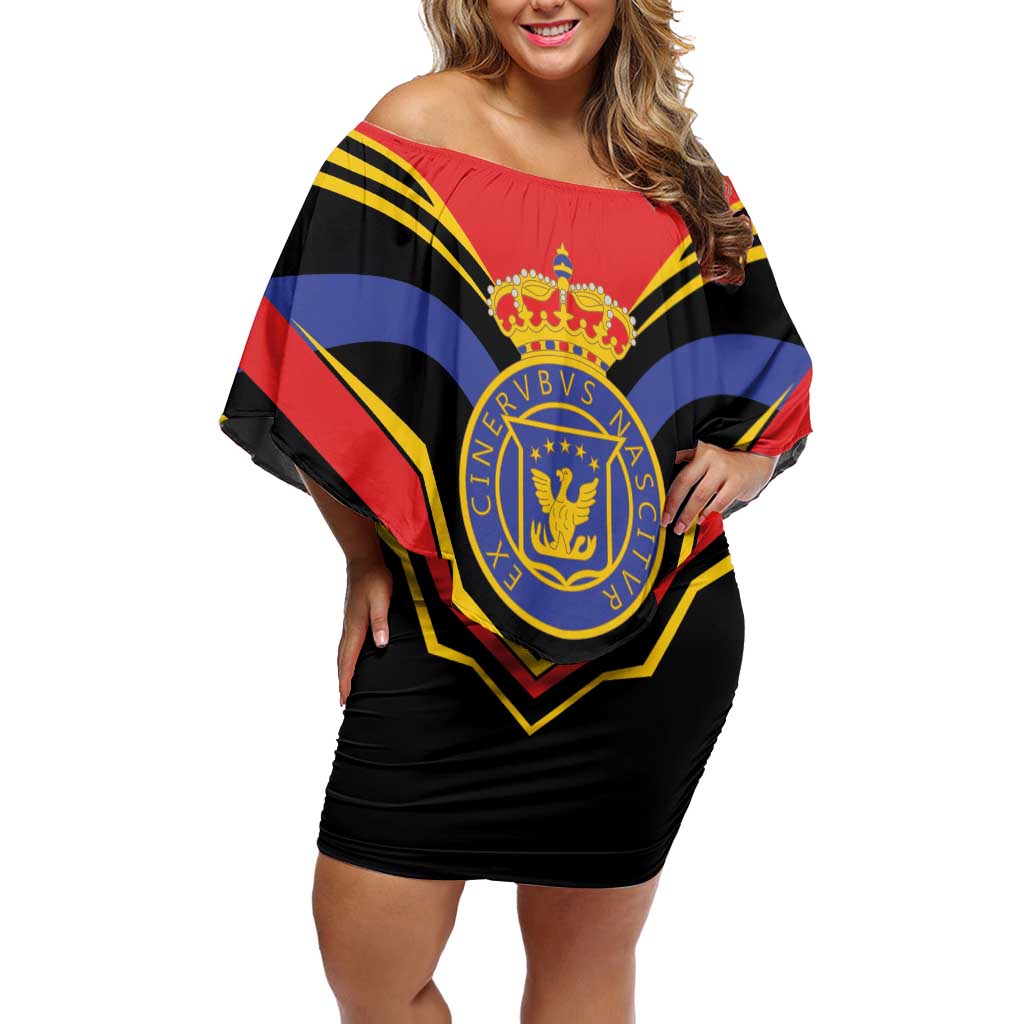 Haiti 1814-1820 Personalized Off Shoulder Short Dress Haitian Flag of the Kingdom
