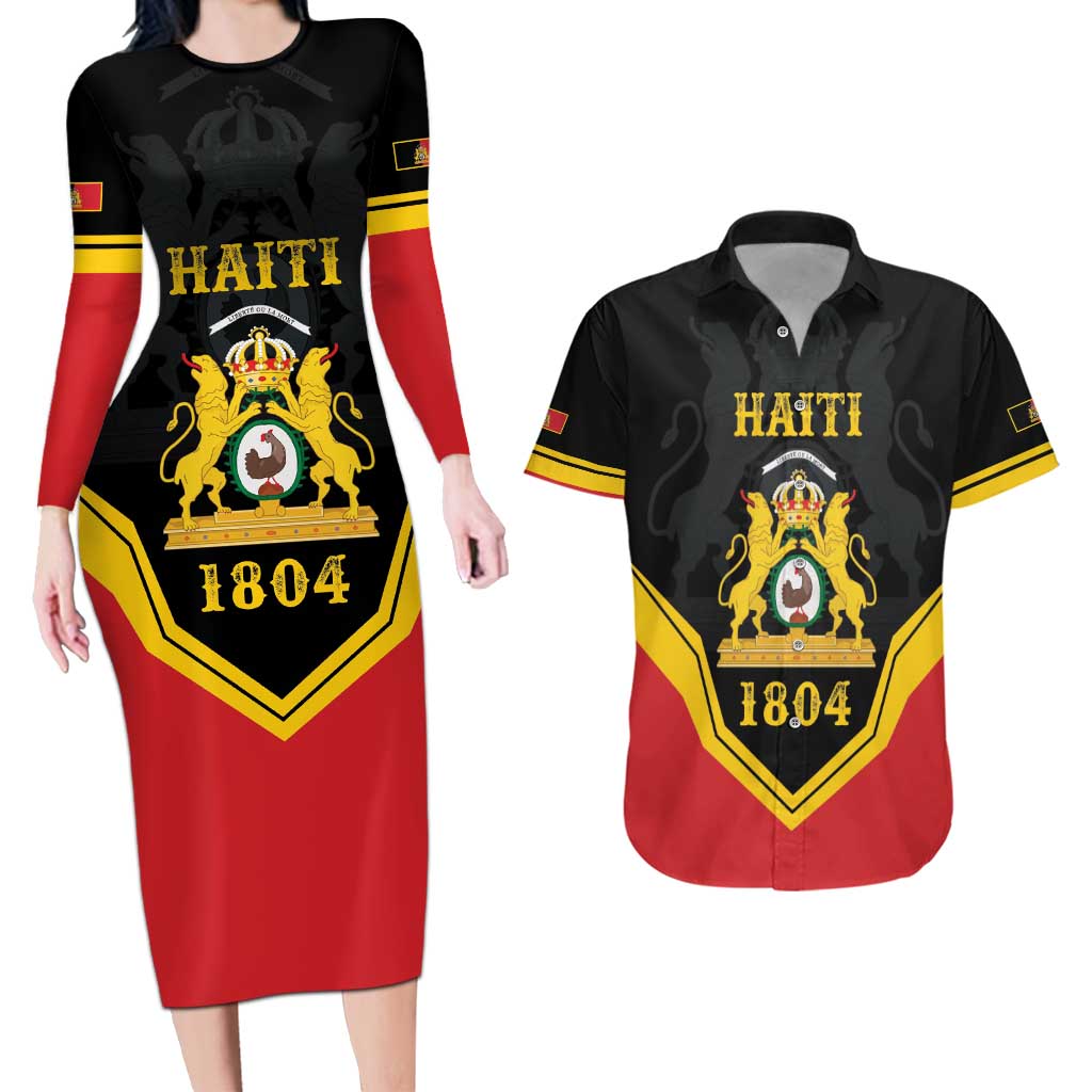 Haiti First Empire 1804-1806 Personalized Couples Matching Long Sleeve Bodycon Dress and Hawaiian Shirt Haiti Liberte ou la Mort!