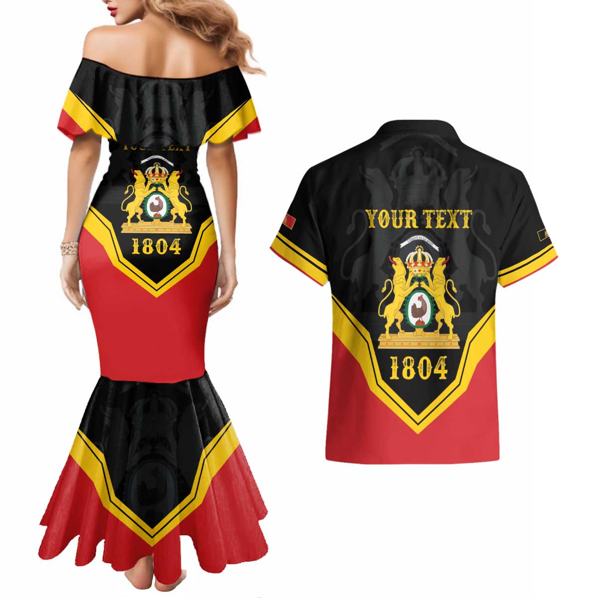Haiti First Empire 1804-1806 Personalized Couples Matching Mermaid Dress and Hawaiian Shirt Haiti Liberte ou la Mort!