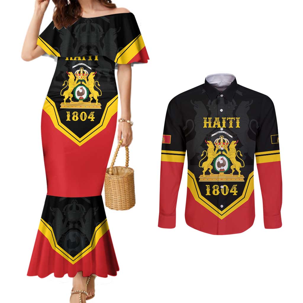 Haiti First Empire 1804-1806 Personalized Couples Matching Mermaid Dress and Long Sleeve Button Shirt Haiti Liberte ou la Mort!