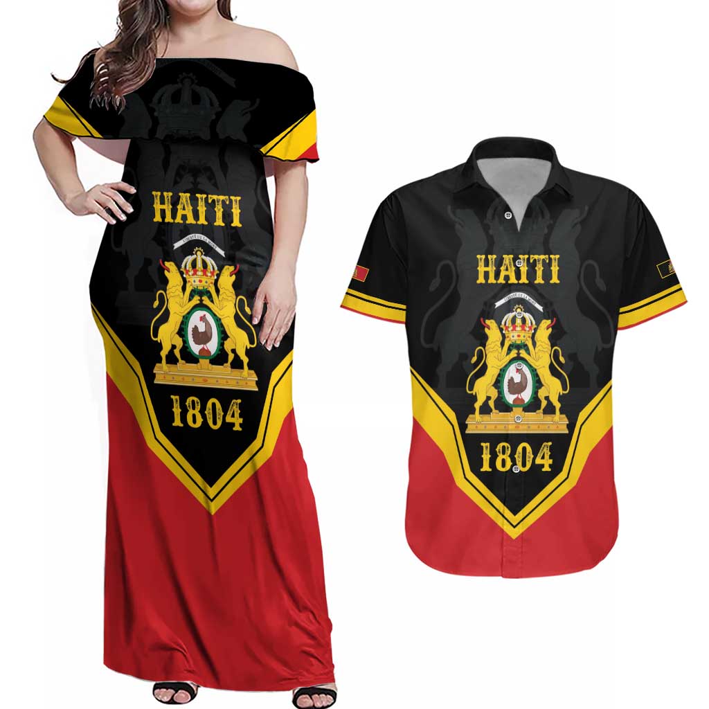 Haiti First Empire 1804-1806 Personalized Couples Matching Off Shoulder Maxi Dress and Hawaiian Shirt Haiti Liberte ou la Mort!