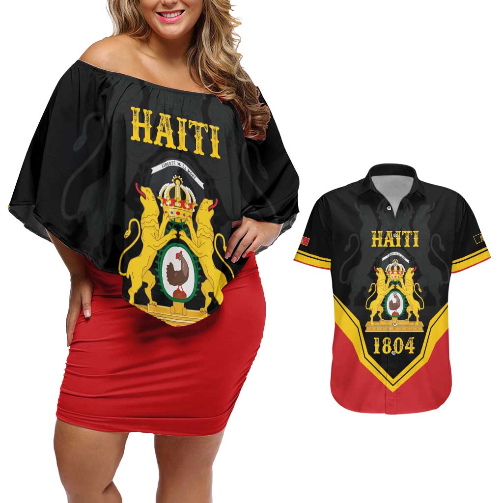 Haiti First Empire 1804-1806 Personalized Couples Matching Off Shoulder Short Dress and Hawaiian Shirt Haiti Liberte ou la Mort!