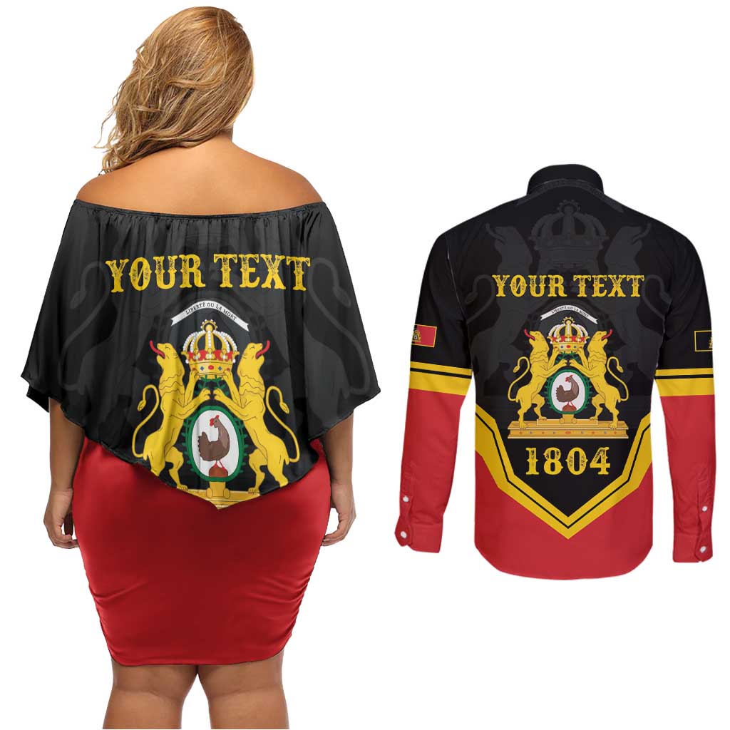 Haiti First Empire 1804-1806 Personalized Couples Matching Off Shoulder Short Dress and Long Sleeve Button Shirt Haiti Liberte ou la Mort!