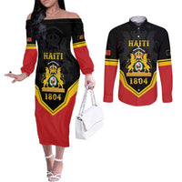 Haiti First Empire 1804-1806 Personalized Couples Matching Off The Shoulder Long Sleeve Dress and Long Sleeve Button Shirt Haiti Liberte ou la Mort!