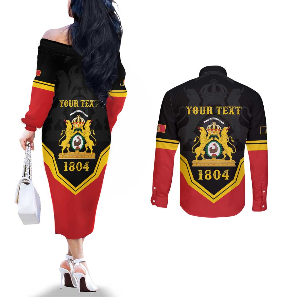 Haiti First Empire 1804-1806 Personalized Couples Matching Off The Shoulder Long Sleeve Dress and Long Sleeve Button Shirt Haiti Liberte ou la Mort!