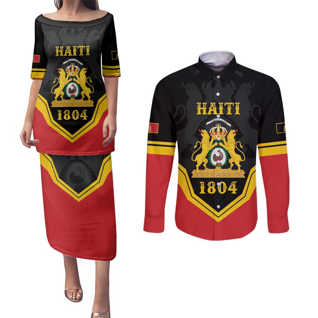 Haiti First Empire 1804-1806 Personalized Couples Matching Puletasi and Long Sleeve Button Shirt Haiti Liberte ou la Mort!