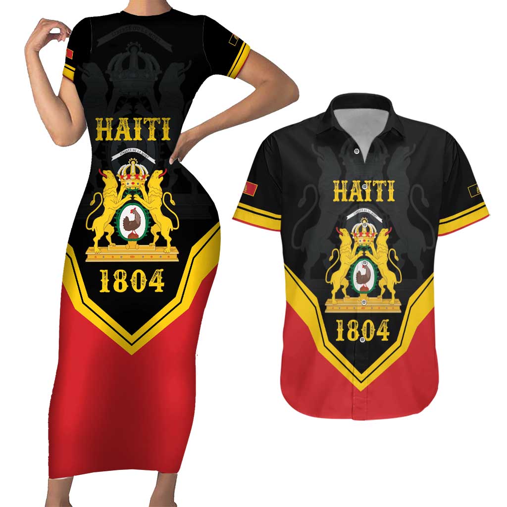 Haiti First Empire 1804-1806 Personalized Couples Matching Short Sleeve Bodycon Dress and Hawaiian Shirt Haiti Liberte ou la Mort!