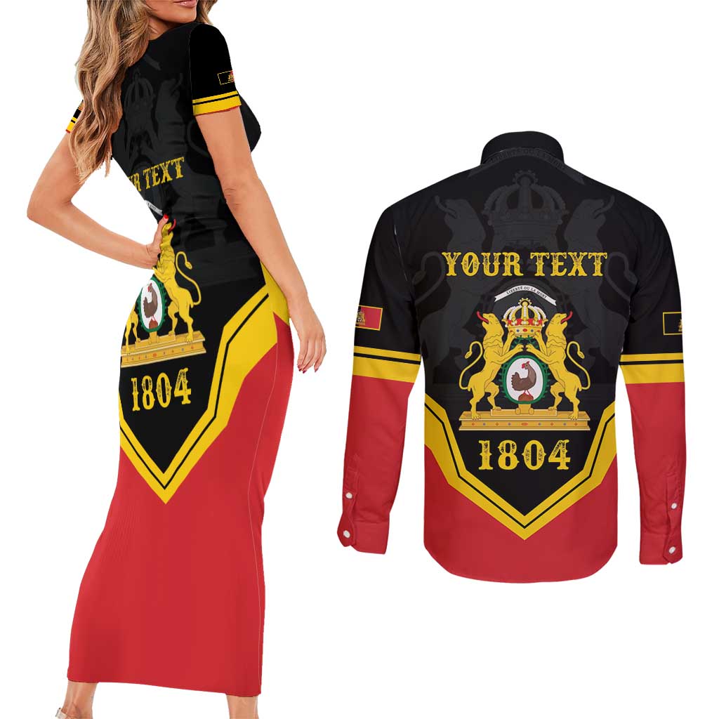 Haiti First Empire 1804-1806 Personalized Couples Matching Short Sleeve Bodycon Dress and Long Sleeve Button Shirt Haiti Liberte ou la Mort!