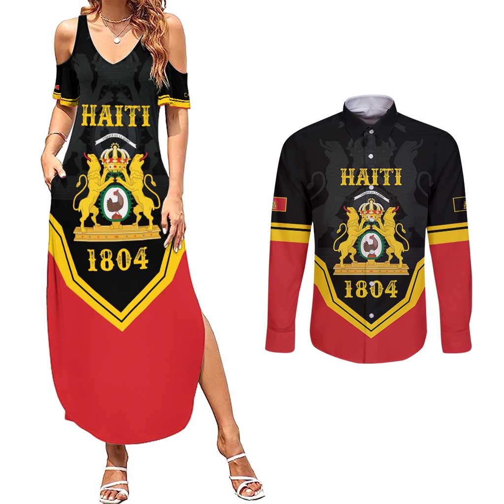 Haiti First Empire 1804-1806 Personalized Couples Matching Summer Maxi Dress and Long Sleeve Button Shirt Haiti Liberte ou la Mort!