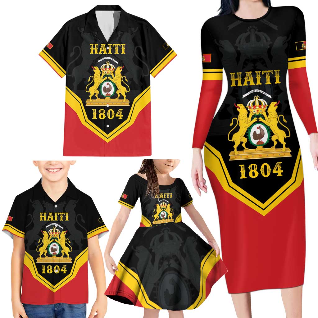 Haiti First Empire 1804-1806 Personalized Family Matching Long Sleeve Bodycon Dress and Hawaiian Shirt Haiti Liberte ou la Mort!