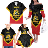 Haiti First Empire 1804-1806 Personalized Family Matching Off The Shoulder Long Sleeve Dress and Hawaiian Shirt Haiti Liberte ou la Mort!