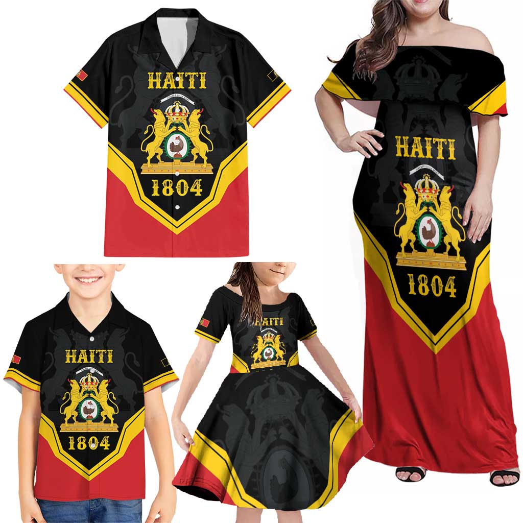 Haiti First Empire 1804-1806 Personalized Family Matching Off Shoulder Maxi Dress and Hawaiian Shirt Haiti Liberte ou la Mort!