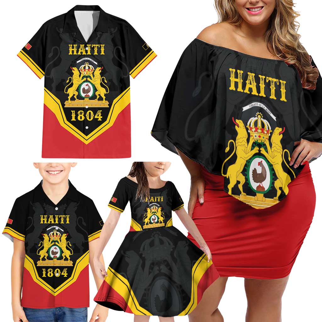 Haiti First Empire 1804-1806 Personalized Family Matching Off Shoulder Short Dress and Hawaiian Shirt Haiti Liberte ou la Mort!