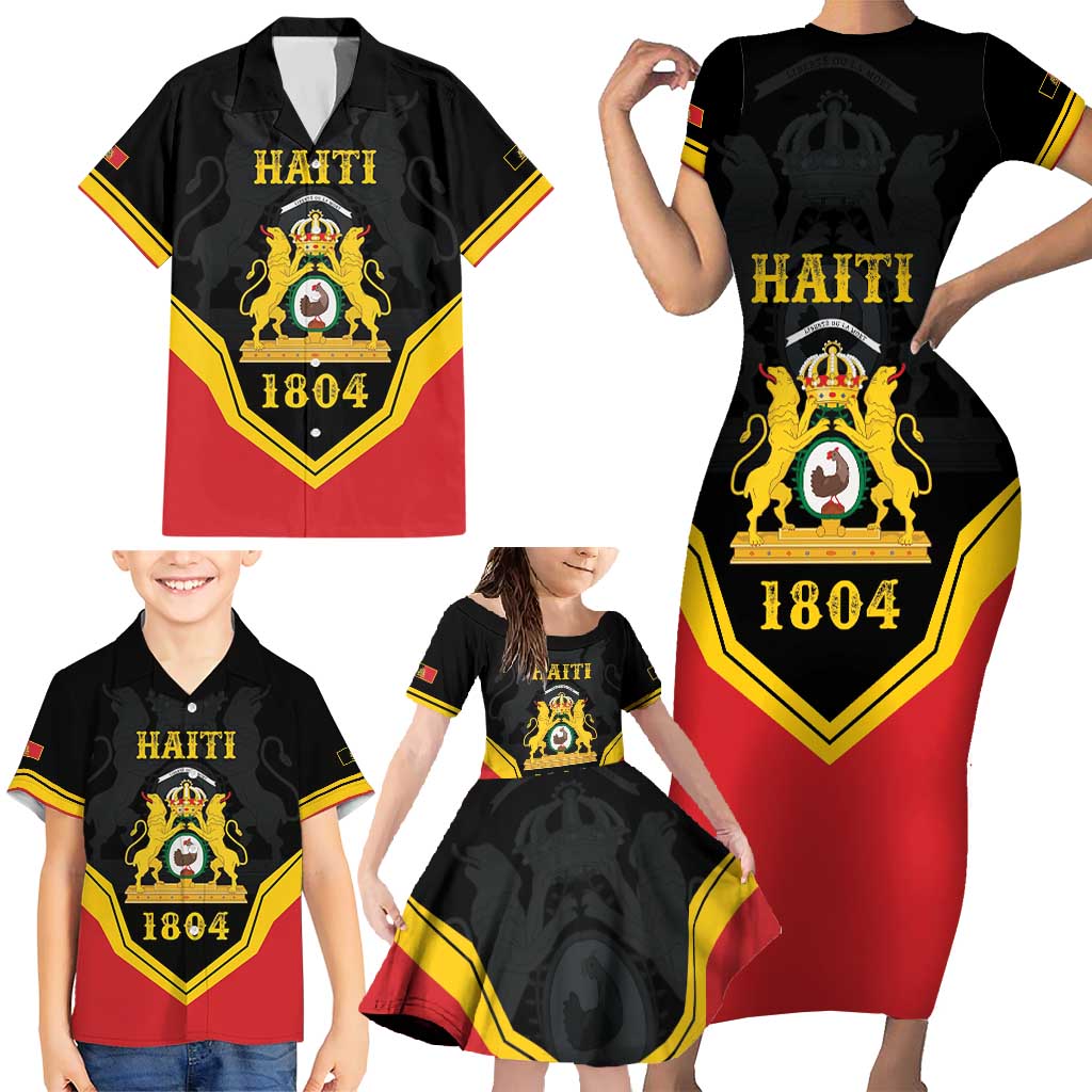 Haiti First Empire 1804-1806 Personalized Family Matching Short Sleeve Bodycon Dress and Hawaiian Shirt Haiti Liberte ou la Mort!