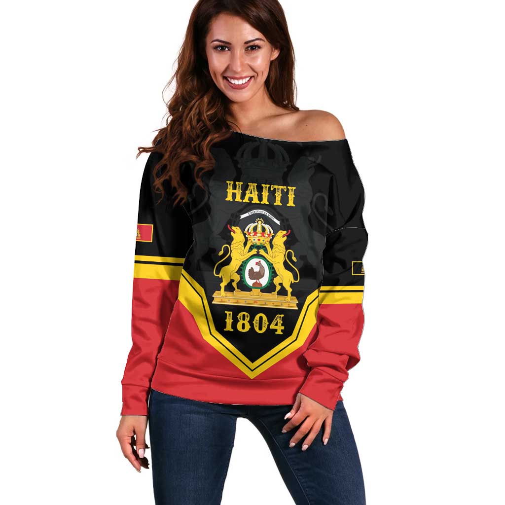 Haiti First Empire 1804-1806 Personalized Off Shoulder Sweater Haiti Liberte ou la Mort!