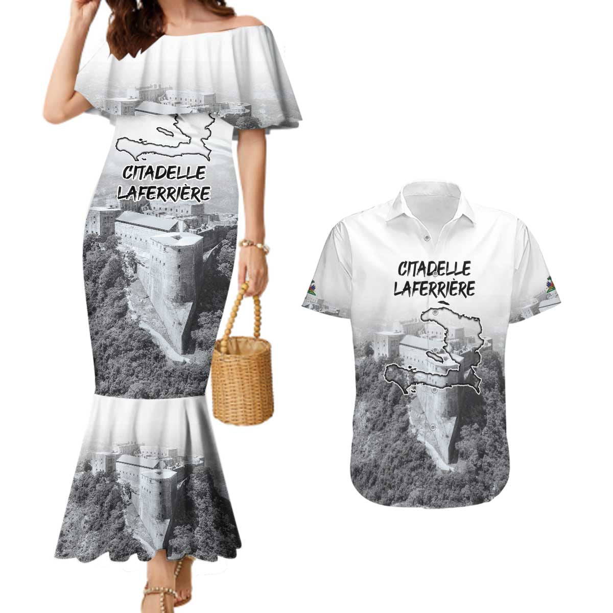 Haiti Pride Citadelle Laferriere 1804 Personalized Couples Matching Mermaid Dress and Hawaiian Shirt