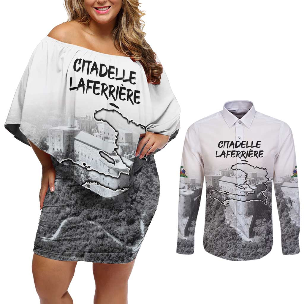 Haiti Pride Citadelle Laferriere 1804 Personalized Couples Matching Off Shoulder Short Dress and Long Sleeve Button Shirt