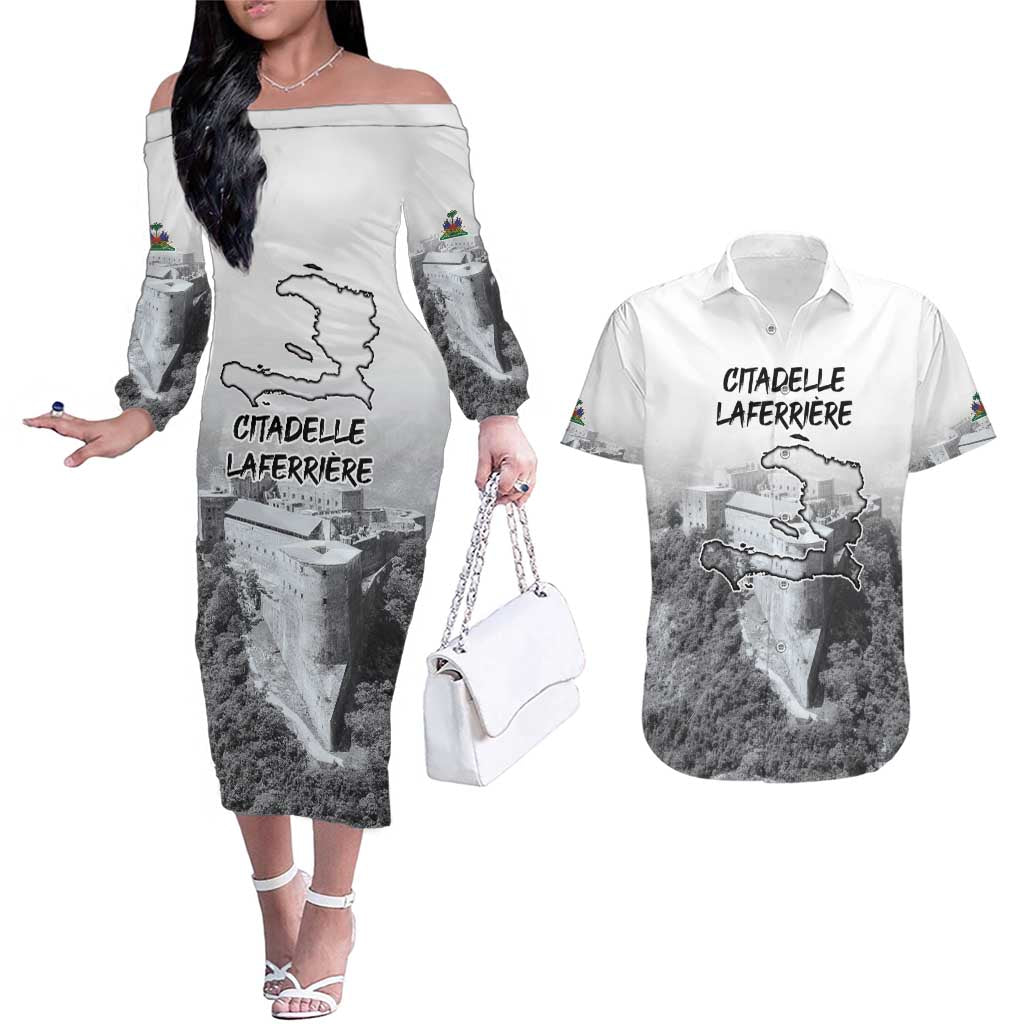 Haiti Pride Citadelle Laferriere 1804 Personalized Couples Matching Off The Shoulder Long Sleeve Dress and Hawaiian Shirt