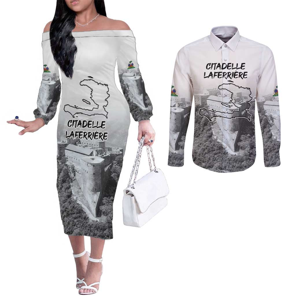 Haiti Pride Citadelle Laferriere 1804 Personalized Couples Matching Off The Shoulder Long Sleeve Dress and Long Sleeve Button Shirt