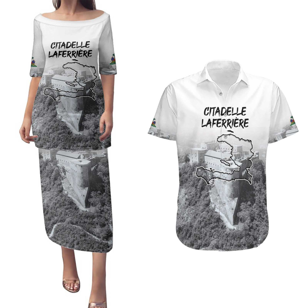 Haiti Pride Citadelle Laferriere 1804 Personalized Couples Matching Puletasi and Hawaiian Shirt