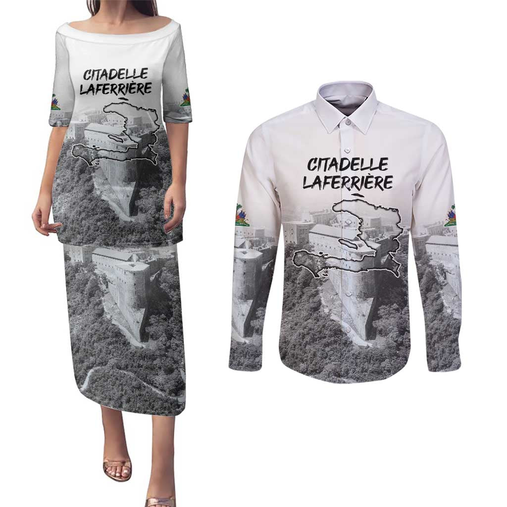 Haiti Pride Citadelle Laferriere 1804 Personalized Couples Matching Puletasi and Long Sleeve Button Shirt