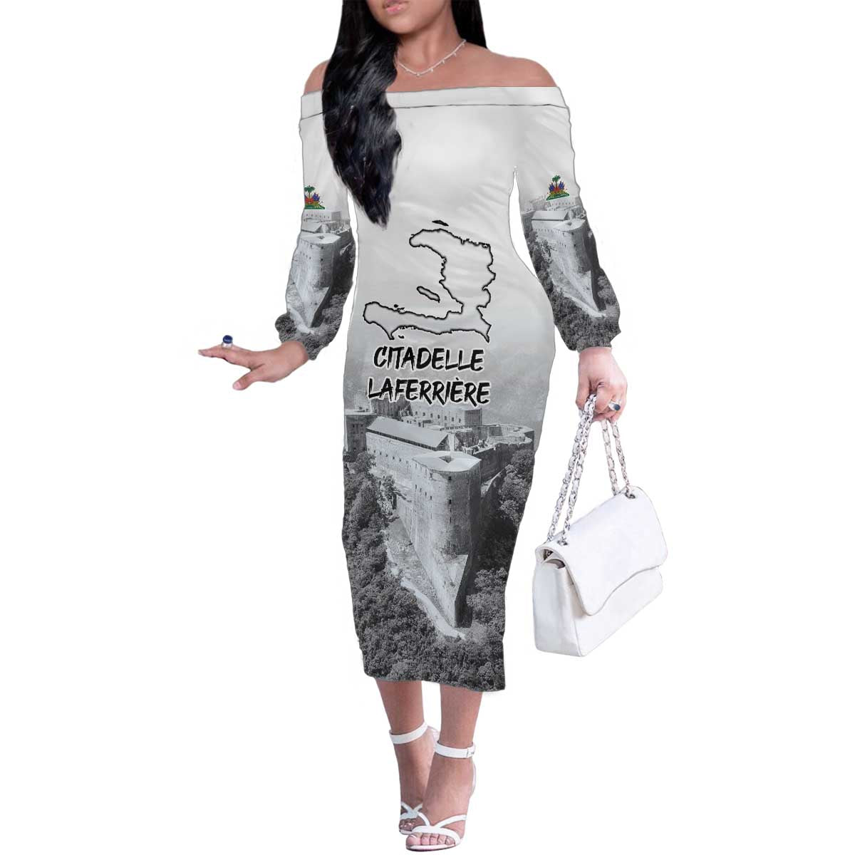 Haiti Pride Citadelle Laferriere 1804 Personalized Family Matching Off The Shoulder Long Sleeve Dress and Hawaiian Shirt