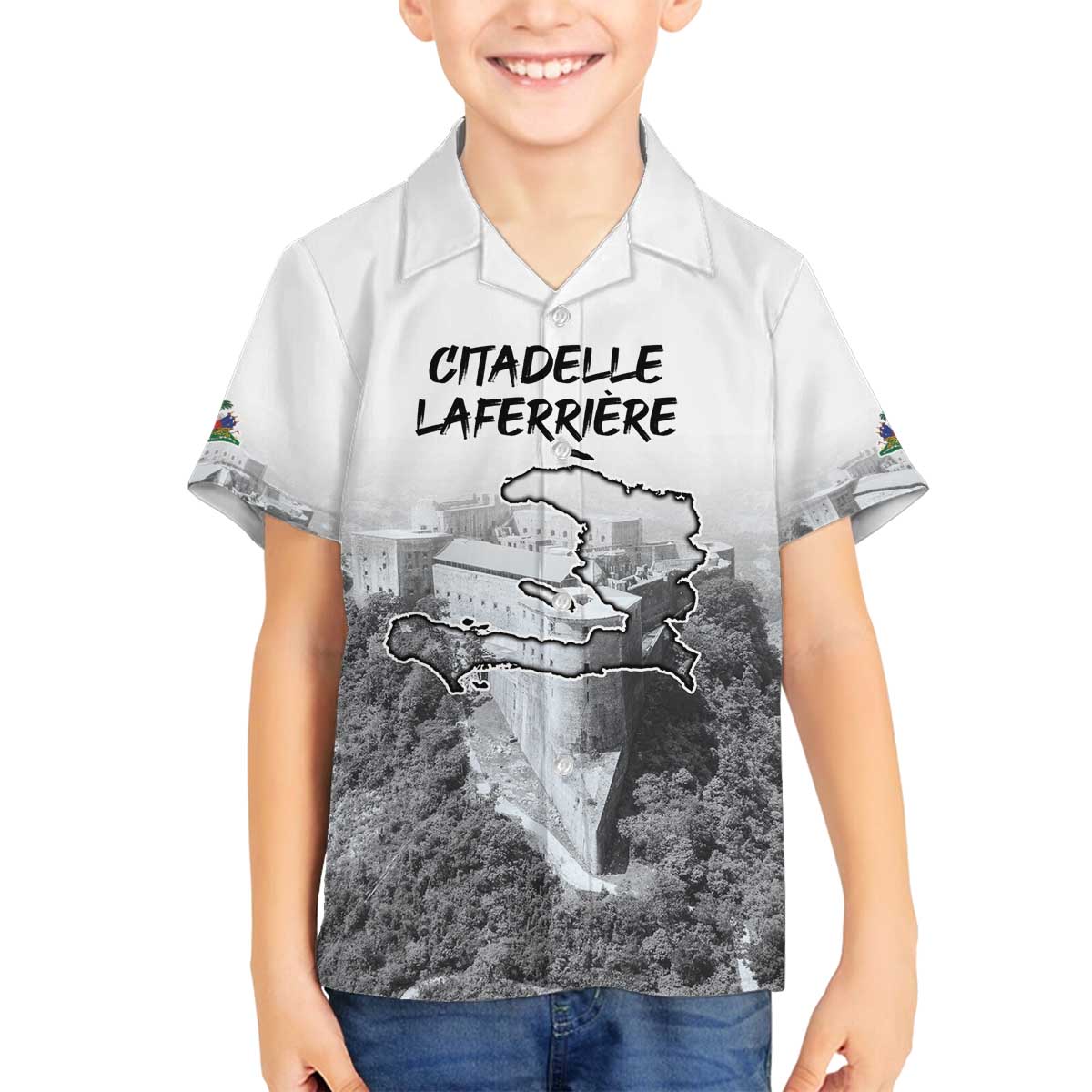 Haiti Pride Citadelle Laferriere 1804 Personalized Family Matching Off The Shoulder Long Sleeve Dress and Hawaiian Shirt