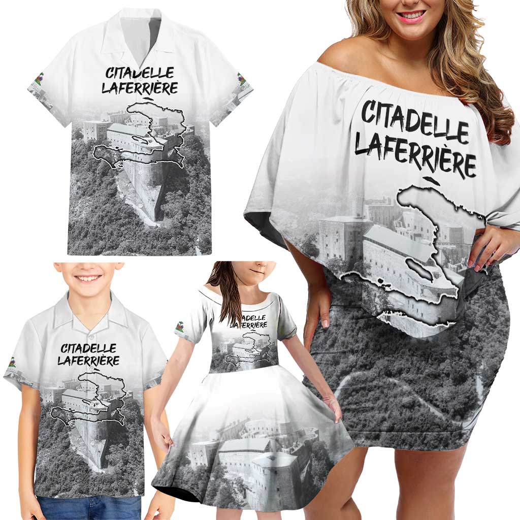 Haiti Pride Citadelle Laferriere 1804 Personalized Family Matching Off Shoulder Short Dress and Hawaiian Shirt