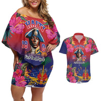 Haiti Toussaint Louverture Personalized Couples Matching Off Shoulder Short Dress and Hawaiian Shirt Haitian Revolution 1804