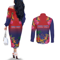 Haiti Toussaint Louverture Personalized Couples Matching Off The Shoulder Long Sleeve Dress and Long Sleeve Button Shirt Haitian Revolution 1804