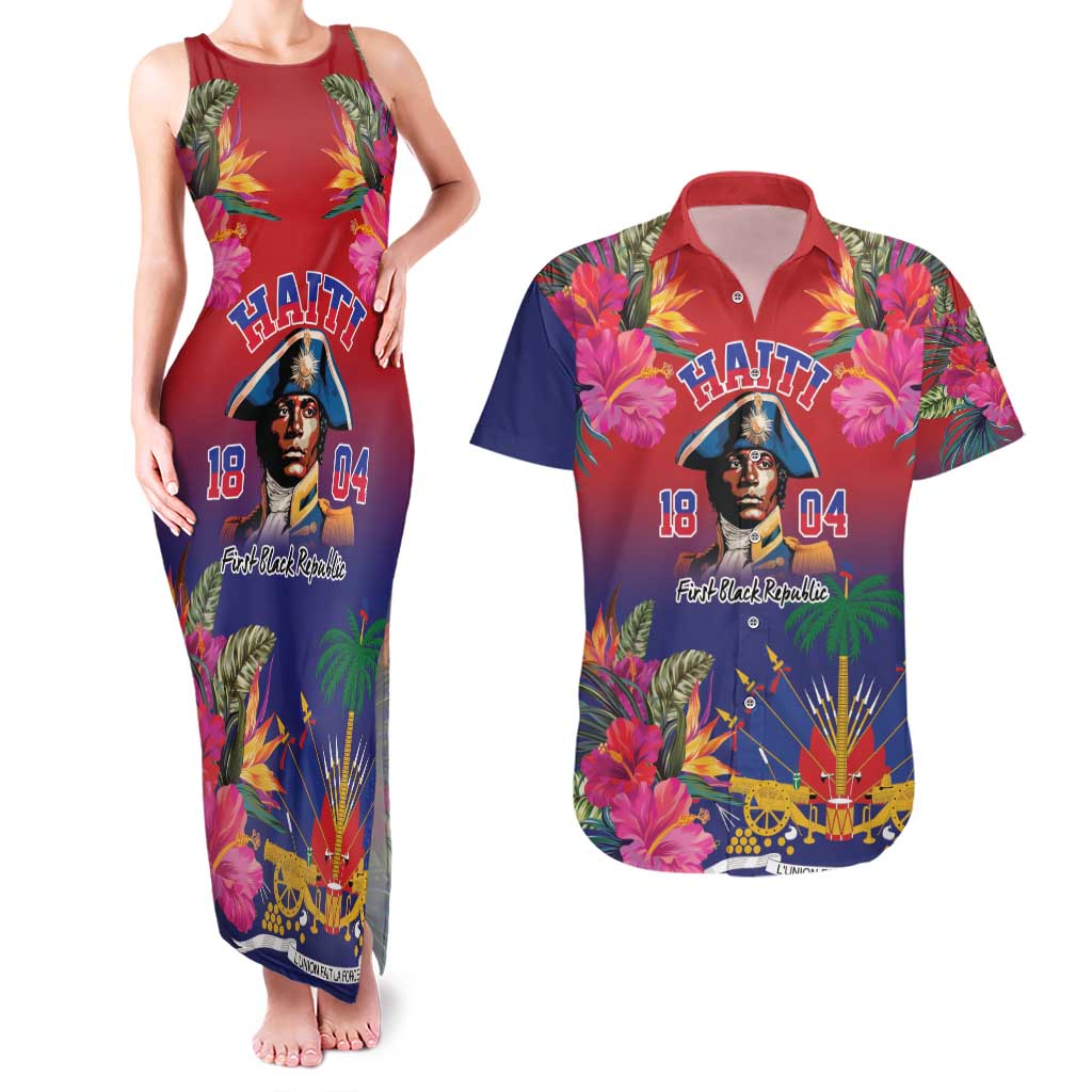 Haiti Toussaint Louverture Personalized Couples Matching Tank Maxi Dress and Hawaiian Shirt Haitian Revolution 1804