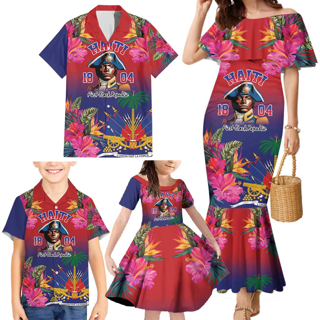 Haiti Toussaint Louverture Personalized Family Matching Mermaid Dress and Hawaiian Shirt Haitian Revolution 1804