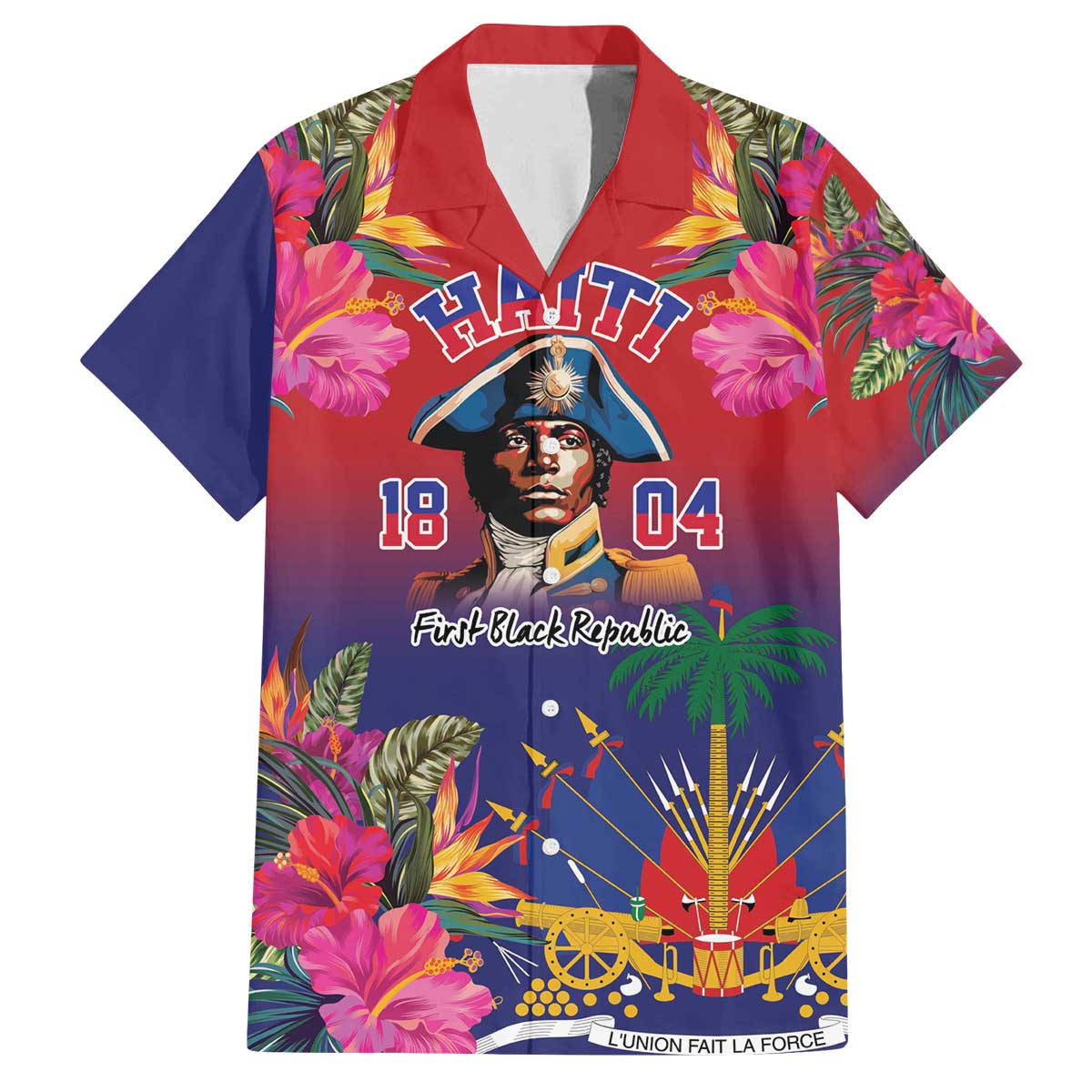 Haiti Toussaint Louverture Personalized Family Matching Off The Shoulder Long Sleeve Dress and Hawaiian Shirt Haitian Revolution 1804