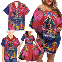 Haiti Toussaint Louverture Personalized Family Matching Off Shoulder Short Dress and Hawaiian Shirt Haitian Revolution 1804